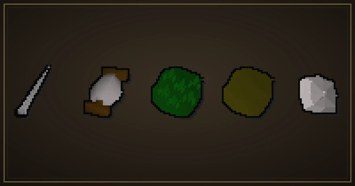 Needle, thread, green dragonhide, leather and an uncut diamond